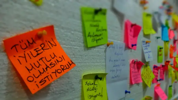 Haftnotizen an der Wand im Workshop